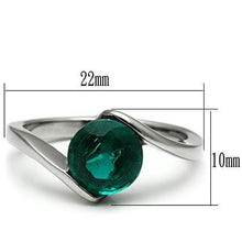 Load image into Gallery viewer, TK523 - High polished (no plating) Stainless Steel Ring with Synthetic Synthetic Glass in Blue Zircon