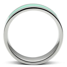 Load image into Gallery viewer, TK542 - High polished (no plating) Stainless Steel Ring with Epoxy  in Aquamarine