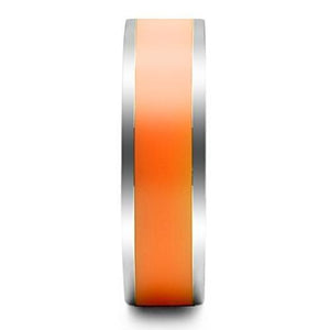 TK544 - High polished (no plating) Stainless Steel Ring with Epoxy  in Orange