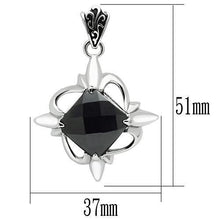 Load image into Gallery viewer, TK560 - High polished (no plating) Stainless Steel Chain Pendant with Synthetic Onyx in Jet