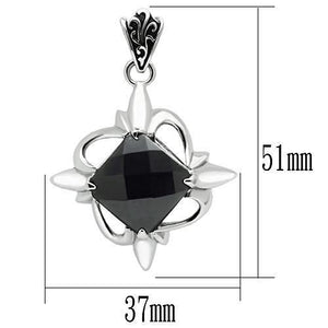 TK560 - High polished (no plating) Stainless Steel Chain Pendant with Synthetic Onyx in Jet