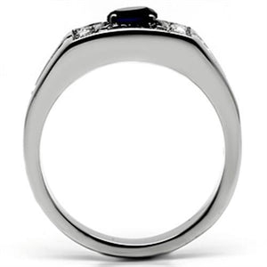 TK588 High polished (no plating) Stainless Steel Ring with Synthetic in Montana