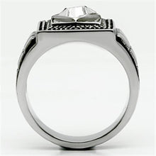 Load image into Gallery viewer, TK589 - High polished (no plating) Stainless Steel Ring with Top Grade Crystal  in Clear