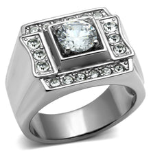 Load image into Gallery viewer, TK593 - High polished (no plating) Stainless Steel Ring with AAA Grade CZ  in Clear