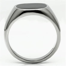 Load image into Gallery viewer, TK595 - High polished (no plating) Stainless Steel Ring with Epoxy  in Jet