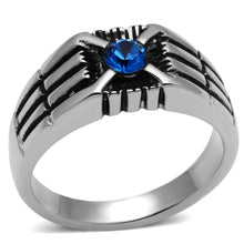 Load image into Gallery viewer, TK598 High polished (no plating) Stainless Steel Ring with Top Grade Crystal in Capri Blue