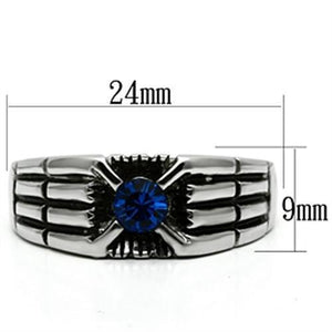 TK598 High polished (no plating) Stainless Steel Ring with Top Grade Crystal in Capri Blue