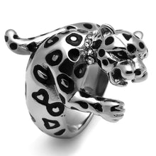 Load image into Gallery viewer, TK609 - High polished (no plating) Stainless Steel Ring with Top Grade Crystal  in Clear