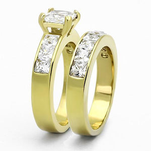 TK61206G - IP Gold(Ion Plating) Stainless Steel Ring with AAA Grade CZ  in Clear