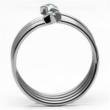 Load image into Gallery viewer, TK621 - High polished (no plating) Stainless Steel Ring with Top Grade Crystal  in Sea Blue