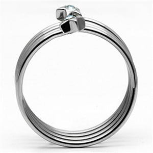 TK621 - High polished (no plating) Stainless Steel Ring with Top Grade Crystal  in Sea Blue