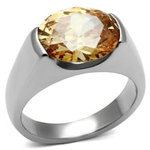 Load image into Gallery viewer, TK622 - High polished (no plating) Stainless Steel Ring with AAA Grade CZ  in Champagne