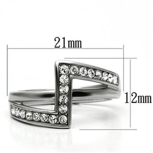 TK624 - High polished (no plating) Stainless Steel Ring with Top Grade Crystal  in Clear