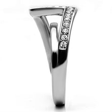 Load image into Gallery viewer, TK624 - High polished (no plating) Stainless Steel Ring with Top Grade Crystal  in Clear