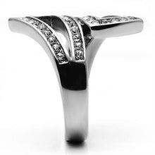 Load image into Gallery viewer, TK625 - High polished (no plating) Stainless Steel Ring with Top Grade Crystal  in Clear