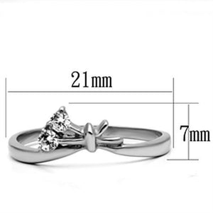 TK627 - High polished (no plating) Stainless Steel Ring with AAA Grade CZ  in Clear