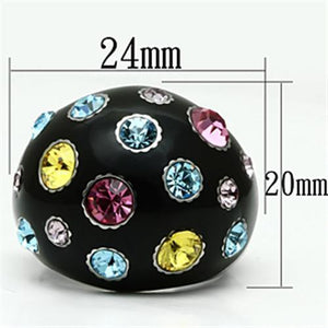 TK640 - High polished (no plating) Stainless Steel Ring with Top Grade Crystal  in Multi Color