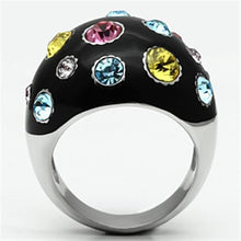 Load image into Gallery viewer, TK640 - High polished (no plating) Stainless Steel Ring with Top Grade Crystal  in Multi Color