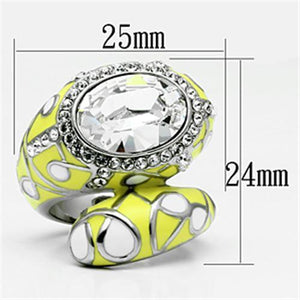 TK643 - High polished (no plating) Stainless Steel Ring with Top Grade Crystal  in Clear