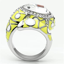 Load image into Gallery viewer, TK643 - High polished (no plating) Stainless Steel Ring with Top Grade Crystal  in Clear