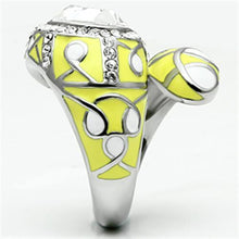 Load image into Gallery viewer, TK643 - High polished (no plating) Stainless Steel Ring with Top Grade Crystal  in Clear