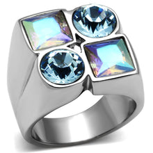 Load image into Gallery viewer, TK645 - High polished (no plating) Stainless Steel Ring with Top Grade Crystal  in Multi Color