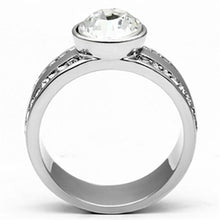 Load image into Gallery viewer, TK646 - High polished (no plating) Stainless Steel Ring with Top Grade Crystal  in Clear