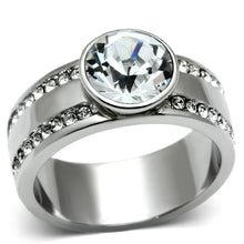 Load image into Gallery viewer, TK646 - High polished (no plating) Stainless Steel Ring with Top Grade Crystal  in Clear