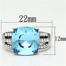 Load image into Gallery viewer, TK647 - High polished (no plating) Stainless Steel Ring with Top Grade Crystal  in Sea Blue