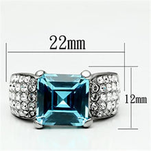 Load image into Gallery viewer, TK648 - High polished (no plating) Stainless Steel Ring with Top Grade Crystal  in Sea Blue