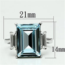 Load image into Gallery viewer, TK650 - High polished (no plating) Stainless Steel Ring with Top Grade Crystal  in Sea Blue