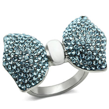 Load image into Gallery viewer, TK653 - High polished (no plating) Stainless Steel Ring with Top Grade Crystal  in Sea Blue