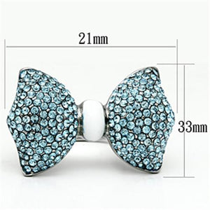 TK653 - High polished (no plating) Stainless Steel Ring with Top Grade Crystal  in Sea Blue