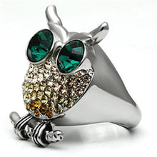 Load image into Gallery viewer, TK656 - High polished (no plating) Stainless Steel Ring with Top Grade Crystal  in Emerald