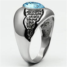 Load image into Gallery viewer, TK659 - High polished (no plating) Stainless Steel Ring with Top Grade Crystal  in Sea Blue