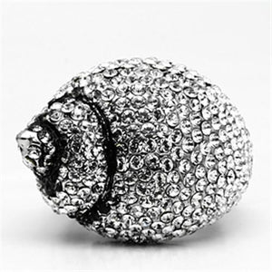 TK661 - High polished (no plating) Stainless Steel Ring with Top Grade Crystal  in Clear