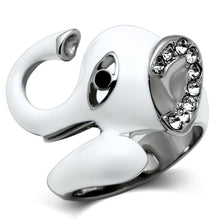 Load image into Gallery viewer, TK663 - High polished (no plating) Stainless Steel Ring with Top Grade Crystal  in Jet