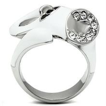 Load image into Gallery viewer, TK663 - High polished (no plating) Stainless Steel Ring with Top Grade Crystal  in Jet