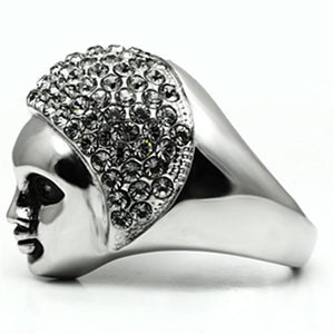 TK668 - High polished (no plating) Stainless Steel Ring with Top Grade Crystal  in Black Diamond