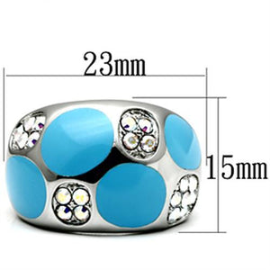 TK687 - High polished (no plating) Stainless Steel Ring with Top Grade Crystal  in Aurora Borealis (Rainbow Effect)