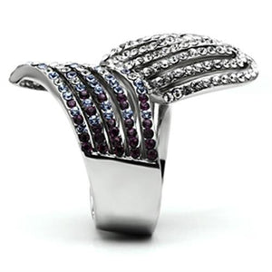 TK691 - High polished (no plating) Stainless Steel Ring with Top Grade Crystal  in Multi Color