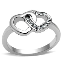 Load image into Gallery viewer, TK695 - High polished (no plating) Stainless Steel Ring with Top Grade Crystal  in Clear