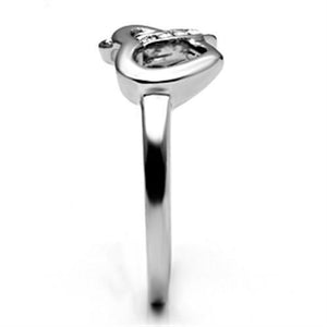 TK695 - High polished (no plating) Stainless Steel Ring with Top Grade Crystal  in Clear