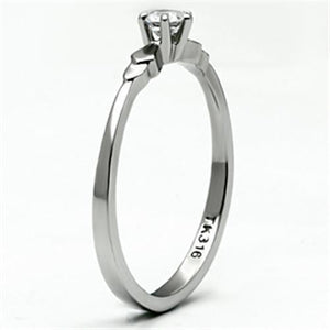 TK697 - High polished (no plating) Stainless Steel Ring with AAA Grade CZ  in Clear