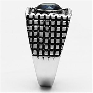 TK698 - High polished (no plating) Stainless Steel Ring with Synthetic Synthetic Glass in Montana