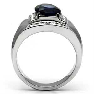 TK699 - High polished (no plating) Stainless Steel Ring with Synthetic Synthetic Glass in Montana