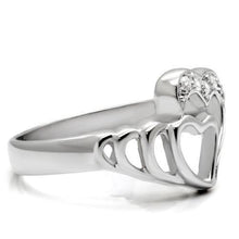 Load image into Gallery viewer, TK6X179 - High polished (no plating) Stainless Steel Ring with AAA Grade CZ  in Clear