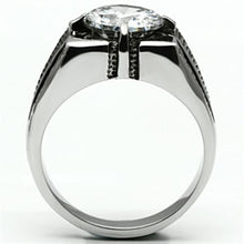 Load image into Gallery viewer, TK701 - High polished (no plating) Stainless Steel Ring with AAA Grade CZ  in Clear