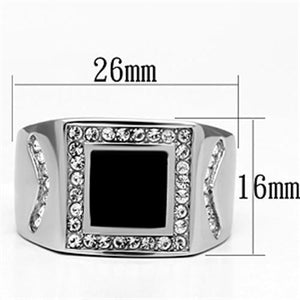 TK702 - High polished (no plating) Stainless Steel Ring with Top Grade Crystal  in Clear