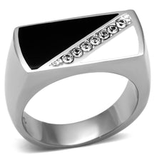 Load image into Gallery viewer, TK704 - High polished (no plating) Stainless Steel Ring with Top Grade Crystal  in Clear